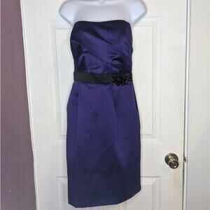 David's Bridal Purple Asymmetrical Bodice Strapless Cocktail Bridesmaid Dress 14